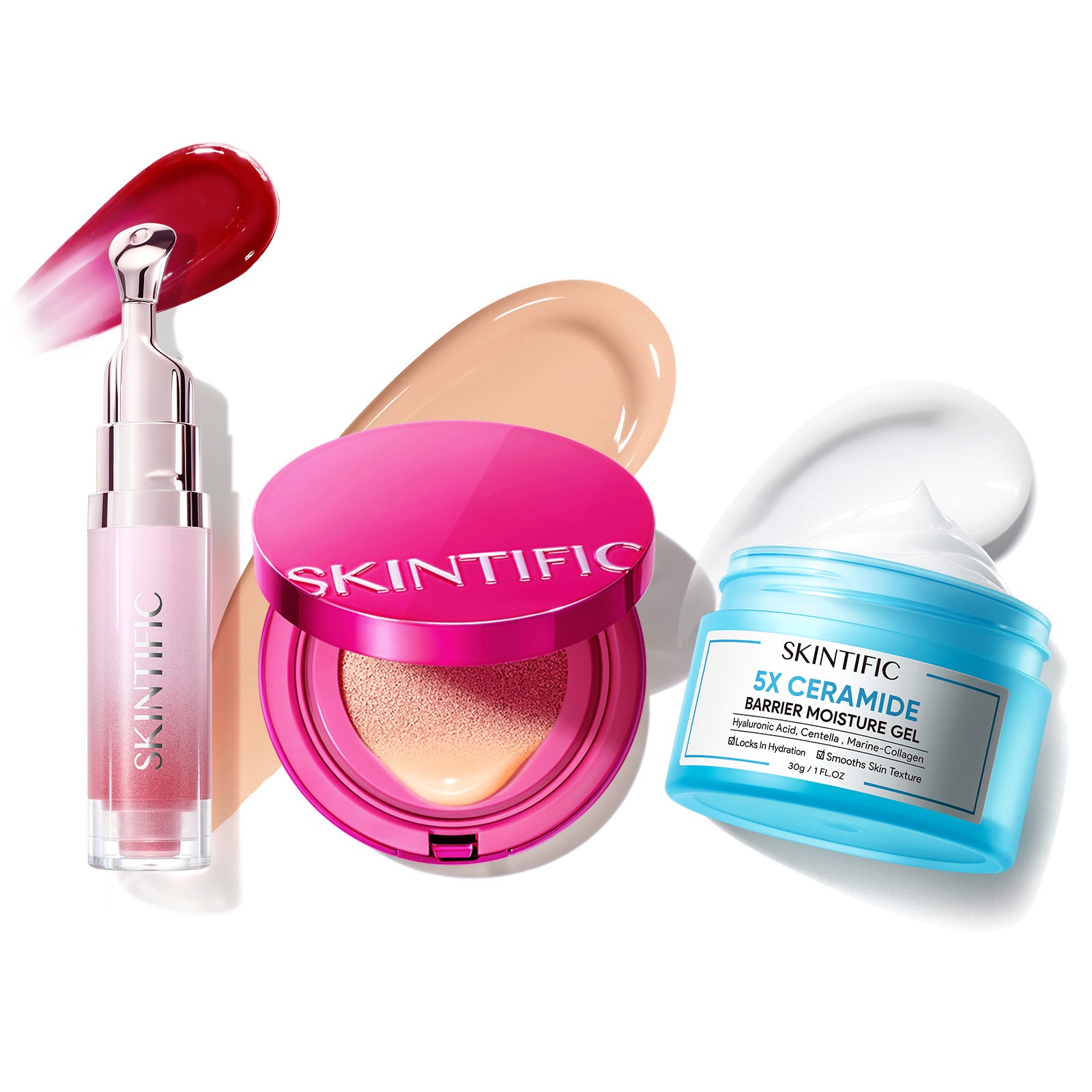 Sérum labial + Cushion de cobertura + Hidratante reparador de barrera con 5X ceramidas