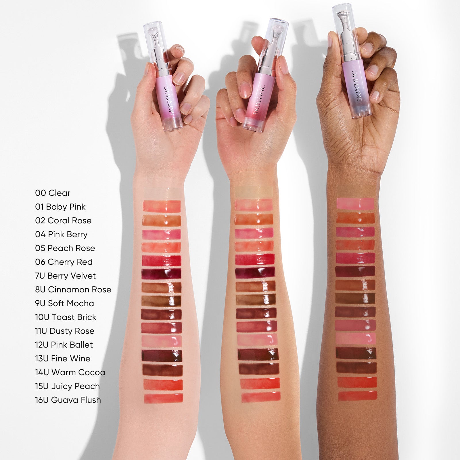 Tinted peptide lip serum shades