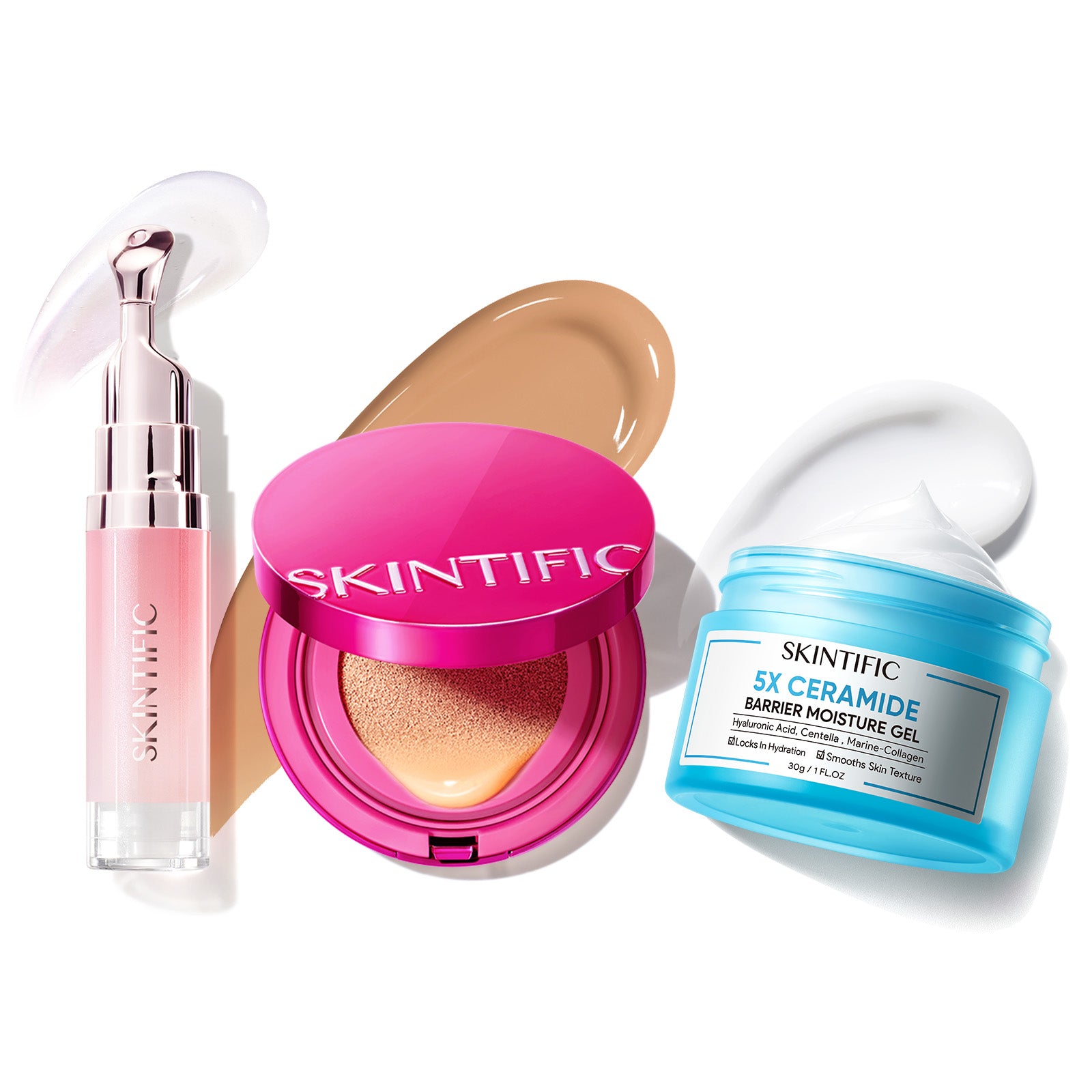 Sérum labial + Cushion de cobertura + Hidratante reparador de barrera con 5X ceramidas