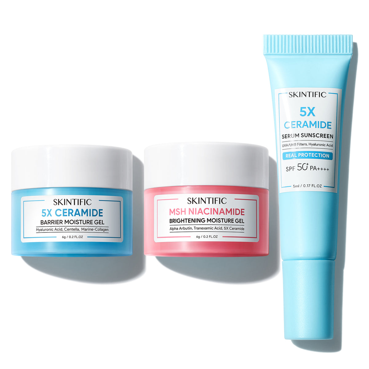 MSH Niacinamide Brightening Gel + 5X Ceramide Gel + SPF 50+ Sunscreen (3 pcs Mini Set)