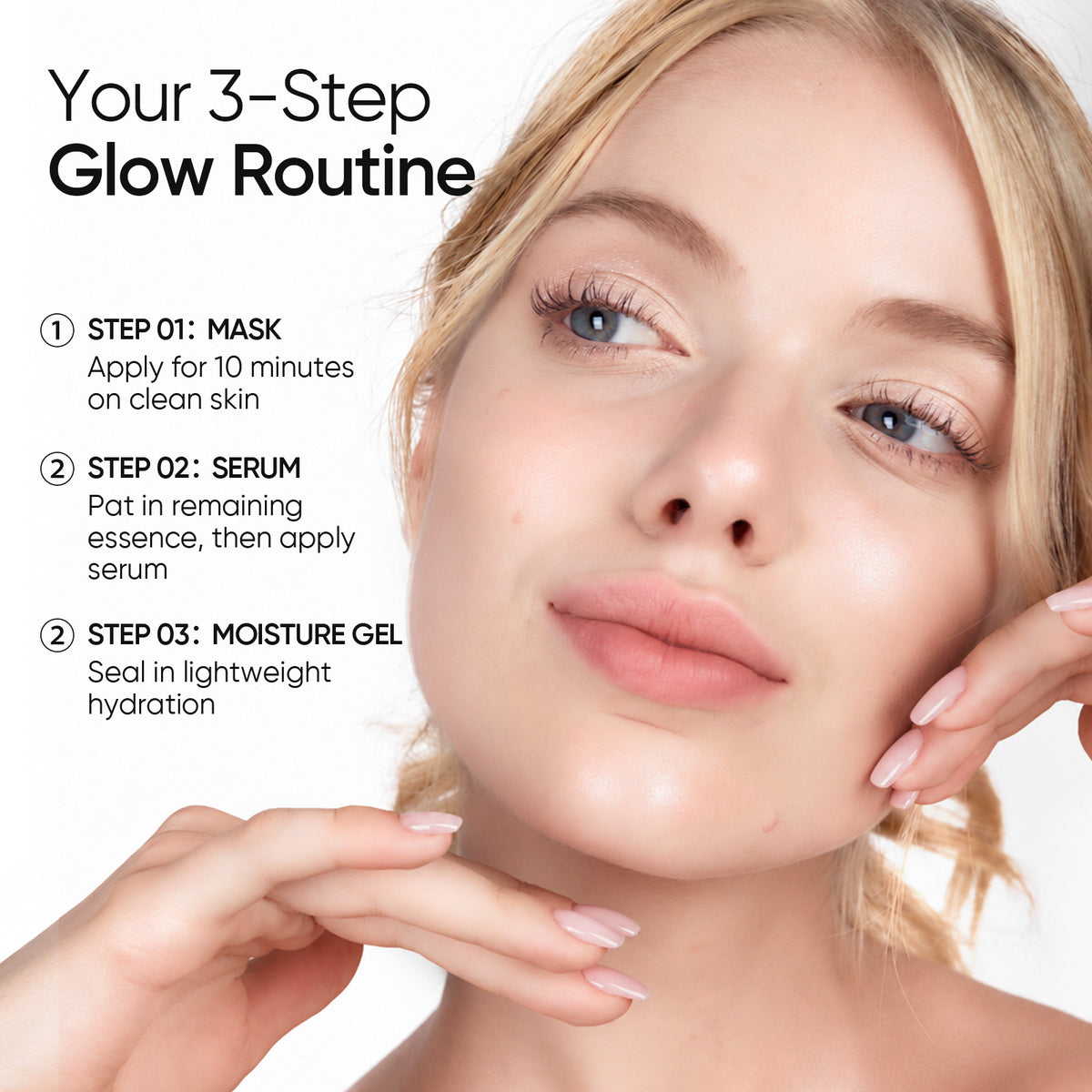 Set de cuidado iluminador y renovador Glow con niacinamida, 3pcs