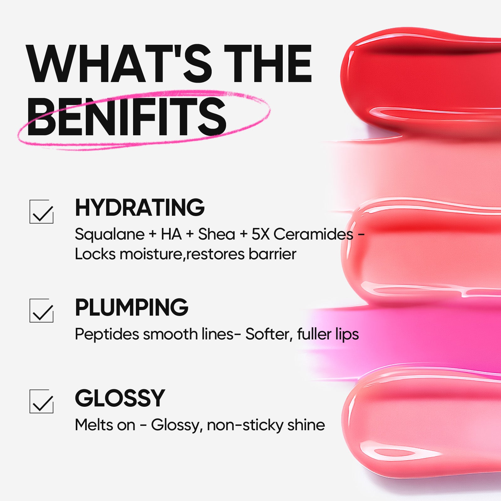 Tinted peptide lip serum shades