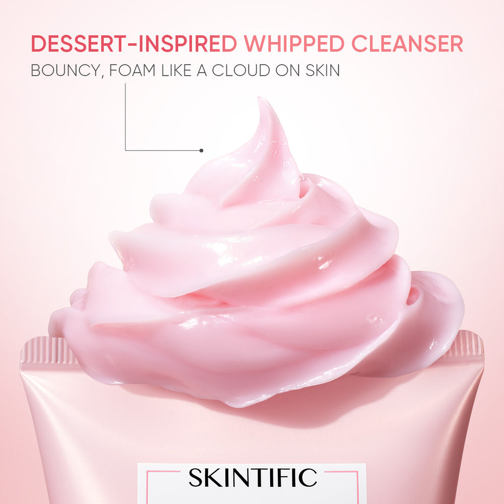 Limpiador en crema batida iluminador con rosa de Damasco