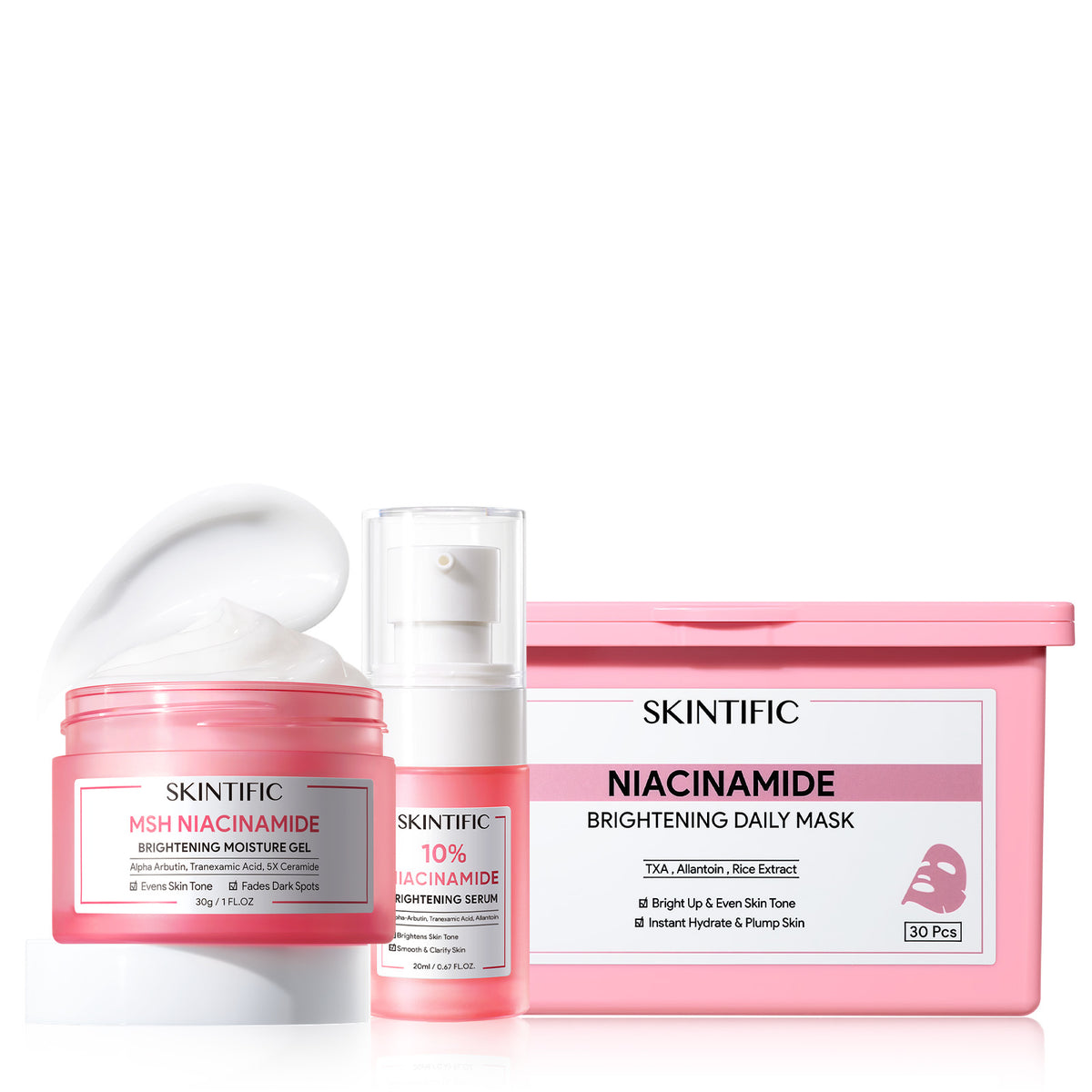 Set de cuidado iluminador y renovador Glow con niacinamida, 3pcs
